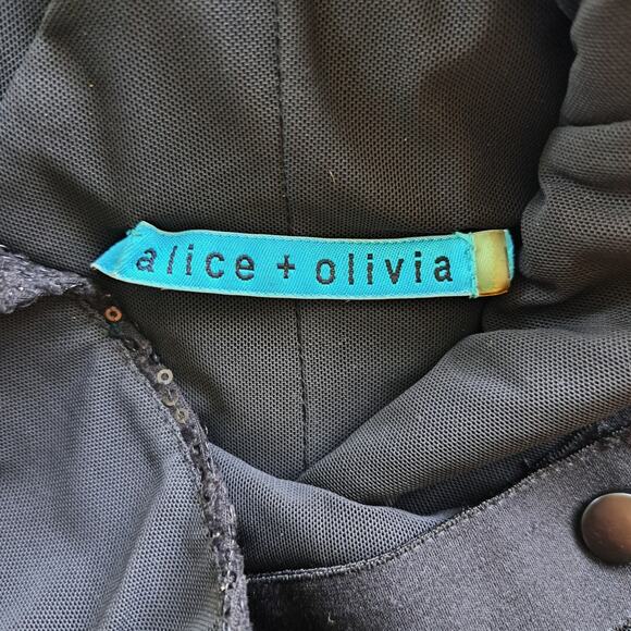 Alice + Olivia Black Sequin & Velvet Mini Dress Size XS Open Back Party Glam - Picture 13 of 13